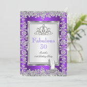 Fantastische 30 Geburtstagsparty Lila Silberschuhe Einladung (Stehend Vorderseite)