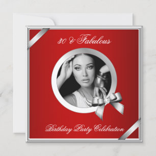 Fantastische 30 Königlich Rot Diamant Silber Foto Einladung