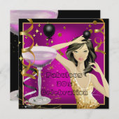 Fantastische 30. Pink Gold Black Birthday Party Einladung (Vorne/Hinten)