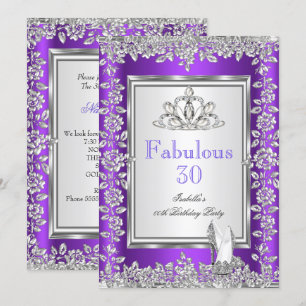 Fantastische 30er Geburtstagsparty Lila Silberne S Einladung