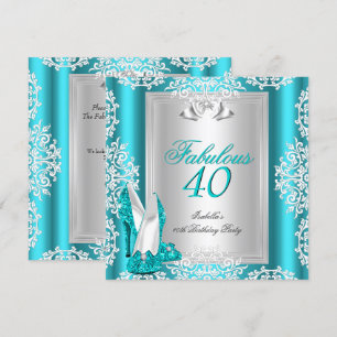 Fantastische 40 40. Geburtstagsfeier Blaue Türkis  Einladung