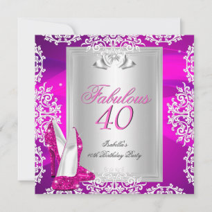 Fantastische 40 40. Geburtstagsfeier Hot Pink Schu Einladung