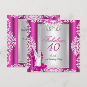 Fantastische 40 40. Geburtstagsfeier Hot Pink Schu Einladung