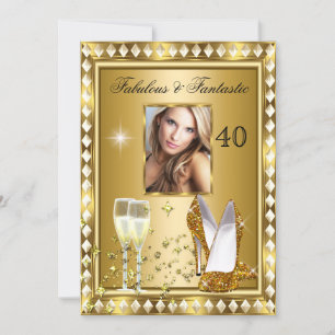 Fantastische 40 Foto Gold Glam Hollywood Geburtsta Einladung