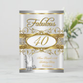 Fantastische 40. Geburtstag Gold Silber High Heels Einladung (Stehend Vorderseite)