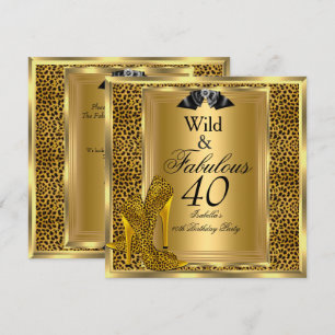 Fantastische 40. Geburtstagsfeier Gold Wilde Leopa Einladung