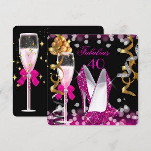 Fantastische 40 Hot Pink Gold Black Blasen 40. Par Einladung