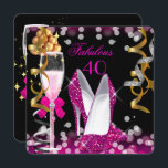 Fantastische 40 Hot Pink Gold Black Bubbles 40. Pa Einladung<br><div class="desc">Fantastische 40 heiß rosa Bläschen Schwarz Gelb jedes Alter. High Heel Schuhe. 40. Eleganter Black Birthday Party Champagne. Damen oder Herren Elegante klassische Feiern Jeden Anlaß Einladungen. Party Geburtstag lädt Template für den 21.,  30.,  40.,  50.,  60.,  70.,  80.,  90.,  100.</div>
