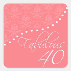 Fantastische 40 Personalisiert Pink Geburtstagspar Quadratischer Aufkleber
