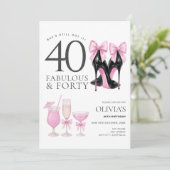 Fantastische 40 Pink High Heels Einladung zum Gebu (Stehend Vorderseite)