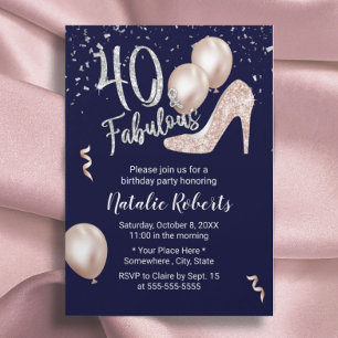 Fantastische 40 Rose Gold High Heel 40. Geburtstag Einladung