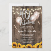 Fantastische 40 rustikale Sonnenblumen Königin 40. Einladung (Vorderseite)