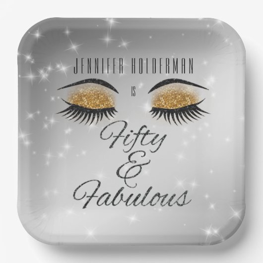 Fantastische 50 Black Gold Glam Eyes Paper Teller (Vorderseite)