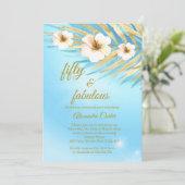 Fantastische 50 Blaue Aquamarine Goldblume Einladung (Stehend Vorderseite)