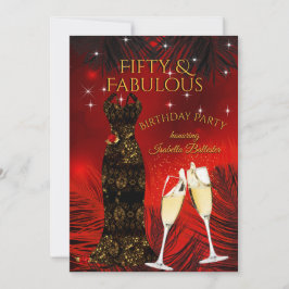 Fantastische 50 Champagner Geburtstagsparty Rotes  Einladung