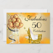 Fantastische 50 Creme Gold Gelbe High Heels Geburt Einladung (Vorderseite)