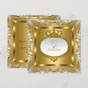 Fantastische 50 Elite Elegant Gold Silber Geburtst Einladung
