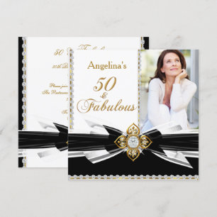 Fantastische 50 Foto Schwarz Weiß Gold Geburtstags Einladung