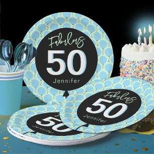 Fantastische 50-Geburtstag-Balloons Papierplatte Pappteller