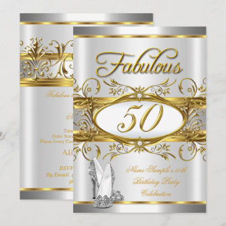 Fantastische 50. Geburtstag Gold Silber High Heels Einladung