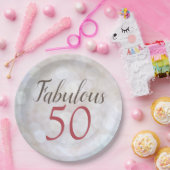 Fantastische 50 Geburtstage Elegant Rosa und Schwa Pappteller (Party)