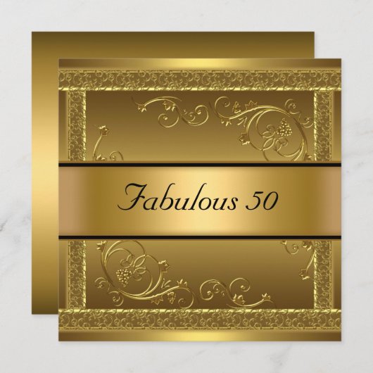 Fantastische 50. Geburtstagsparty Gold Einladung (Vorne/Hinten)