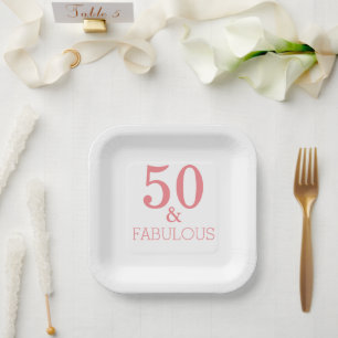 Fantastische 50 Geburtstagsparty Korallenrosa Farb Pappteller