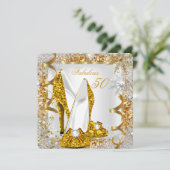 Fantastische 50 Glitzer Gold Geburtstagsparty Einladung (Stehend Vorderseite)