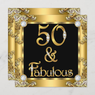 Fantastische 50 Gold Black 50. Geburtstagsparty Einladung