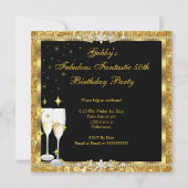 Fantastische 50 Gold Black Birthday Party 2 Einladung (Rückseite)