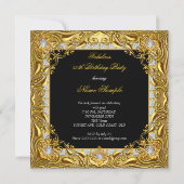 Fantastische 50 Gold Diamond auf der Black Birthda Einladung (Rückseite)