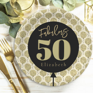 Fantastische 50 Gold Geburtstagspopolette Pappteller