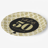 Fantastische 50 Gold Geburtstagspopolette Pappteller (Schrägansicht)