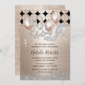 Fantastische 50 Gold High Heel zum Geburtstag Einladung (Vorne/Hinten)
