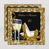 Fantastische 50 goldene Geburtstagsparty Einladung (Vorne/Hinten)