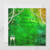 Fantastische 50 Green Gold Heelse Champagne Geburt Einladung (Rückseite)