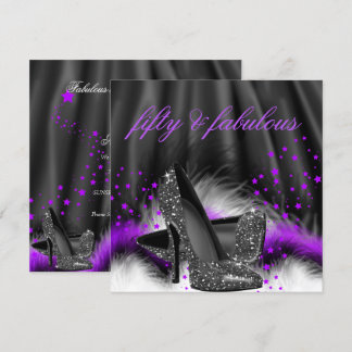 Fantastische 50 Lila Black High Heels Geburtstagsp Einladung