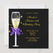 Fantastische 50 Lila Gold Heelse Champagner Party Einladung (Rückseite)