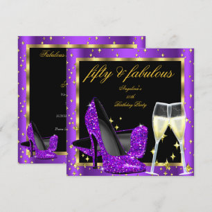 Fantastische 50 Lila High Heels Champagner Geburts Einladung