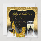 Fantastische 50 Party Gold Champagner Glitzer Heel Einladung (Vorderseite)