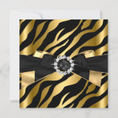 Fantastische 50 Pearl Gold Bow Black Zebra Einladu Einladung (Rückseite)