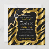 Fantastische 50 Pearl Gold Bow Black Zebra Einladu Einladung (Vorderseite)