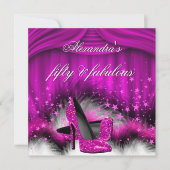 Fantastische 50 Pflaumen Pink High Heels Federn Ge Einladung (Vorderseite)