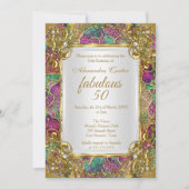 Fantastische 50 Pink aquamarin Golden Pearl Geburt Einladung (Vorderseite)