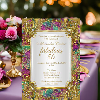Fantastische 50 Pink aquamarin Golden Pearl Geburt Einladung