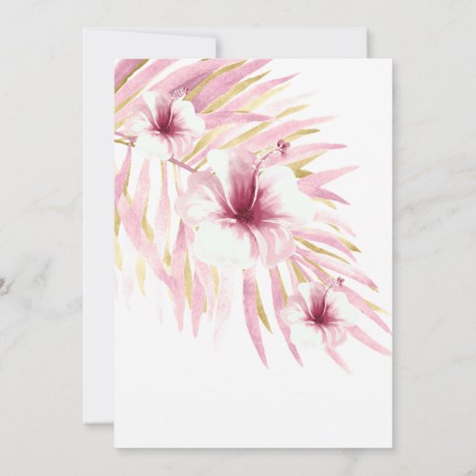 Fantastische 50 Pink Gold Blume Weiß Wasserfarbe Einladung (Rückseite)