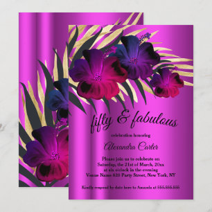 Fantastische 50 Pink Plum Purple Gold Hibiskus-Par Einladung
