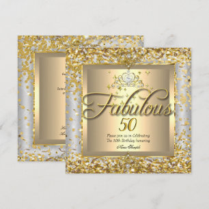 Fantastische 50. Prinzessin Gold Silber Grau Party Einladung