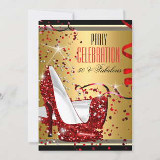 Fantastische 50 Rote Heels 50. Geburtstagsparty 2 Einladung
