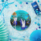Fantastische 50 Royal Blue Aquamarin Gold Geburtst Pappteller (Party)